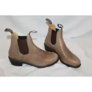 NEW Blundstone HEELED Leather CHELSEA BOOTS Shell Lizard EMBOSSED 7 Brown 2165
