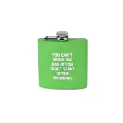 175ml Stainless Steel Hip Flask w Funny Quotes - Green