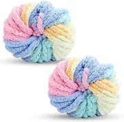 [Homiliky] Chunky Wool Yarn 250g × 2, Knitting Wool Yarn Coarse Yarn Multi-Colored Knitting Yarn for Crochet, 2cm Soft Chunky Yarn for Projects Making Handmade Bags Hats Blankets Pillow Cushion Cat Bed