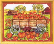 FALL HARVEST PUMPKIN WAGON Wood Mounted Rubber Stamp NORTHWOODS P10305 New