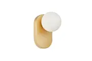 Interior Round Opal Diffuser with Gold Oblong Base Wall Light