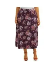 Women's Terra & Sky 2X 20W-22W Paisley Maxi Long Skirt Side Splits Pockets NWT