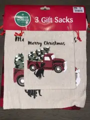 3 Pack-Canvas Sack Cloth Gift Bags With Drawstring, Black Labrador Theme