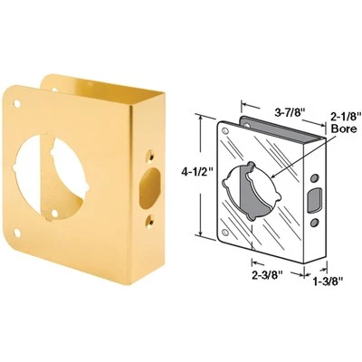 Defender Security 1-3/8 In. x 2-3/8 In. Brass Door Reinforcer U 9555 PRIME-LINE