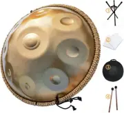 Handpan drum instrument in D Minor 10 Notes 22 inches Steel - gold colour
