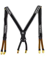 CHANEL Pre-Owned 1999-2000s logo-print suspenders - Black