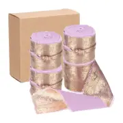 4pcs Chiffon Ribbon, 1"x5 Yard Silk Ribbon, Light Purple Glitter Fabric Ribbon