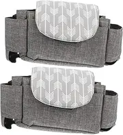KOMBIUDA 2 Pcs Stroller Car Bag Bassinet Stroller Non- Stroller Pouch Stroller Phone Bag Stroller Attachments Bag Storage Cup Holder Polyester Black Stroller Organizer Bag