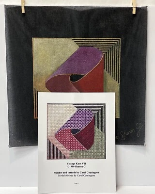 HTF Sharon G VINTAGE KNOT V-01 Hand Painted Needlepoint Canvas & Stitch Guide