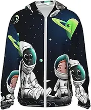 [LHBWCVN] UPF 50+ Light Jacket Full Zip Sun Protection Hoodie for Women Men Long Sleeve Astronaut and Alien Sun Shirts