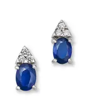 Bloomingdale's Fine Collection Blue Sapphire & Diamond Oval Stud Earrings in 14K White Gold