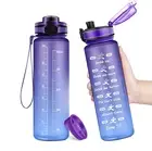 32oz Water Bottle with Time Marker, BPA Free Leakproof Tritan Reusable Water Jug