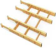 NEST COLLECTIONS Bamboo Drawer Dividers – Expandable Kitchen & Desk Organizer– Customizable Cutlery & Easy Install. Baby Clothes Organizer, and Large Utensil Partition – 12 Inserts, Set of 4 (43-55cm)