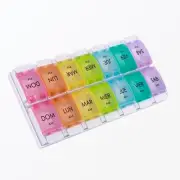 Spanish Pill Organizer 7 Weekly Two Times per Day AM PM with Spring Open Desi...
