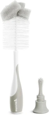 Munchkin Sponge 2-in-1 Bottle Cleaning Brush, Assorted Colours