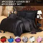 Silk Satin Queen King Size Quilt Duvet Doona Cover Set/Sheet Set Bed Pillowcases