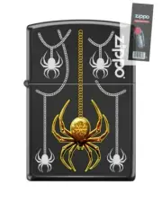Zippo 201711 Spiders and Zippo Design Black Ebony Lighter + FLINT PACK