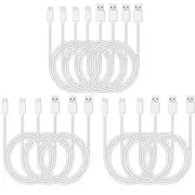 10 Pack 1m Data Sync Charger Charging USB Type C Phone Tablet Cable Cord Bulk White TPE Plastic
