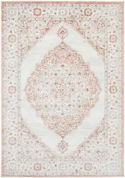 Emira Peach Ivory Ornate Floral Rug