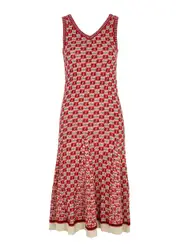 Wales Bonner Soar Checked Knitted Cotton Midi Dress - Red - 44 (UK12 / M) 44 (UK12 / M)