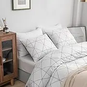 VARSDEN Soft and Cozy Preppy Checkered Duvet Cover Set - Modern Aesthetic 3 Piece Comforter Cover with Zipper Closure (Queen 90"x90", Diamond Grid Pattern-Double-Sided Color)