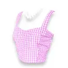 Womens Pink Gingham Corset Bustier Crop Top Tank sz Small girly coquette cosplay