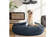 i.Pet Pet Bed Dog Cat 90cm Large Calming Soft Plush Bed Dark Grey