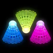 LED Badminton Shuttlecocks 3 Pack Lighting Nylon Glow In the Dark Balls
