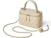 [Doris&Jacky] Small Quilted Square Box Bag For Women Designer Crossbody Pouch Purse With Metal Chain Strap