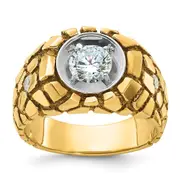 14k Two-tone Gold Men's 1 carat Diamond Nugget Complete Ring