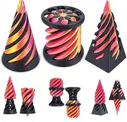 Tangdudu 3 Pieces 3D Printed Spiral Cone Fidget Toy, The Impossible Cone Pyramid Spiral Toy, Fidget Toys Adults, Anxiety Relief Anti-Stress Toy for Children and Adults