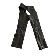 Xelement Motorcycle Gear Size 30 2XS Black Distressed Leather Chaps Pants NWT