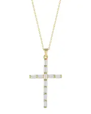 Sphera Milano 14K Over Silver CZ Cross Necklace