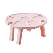Wooden Outdoor Folding Picnic Table with Glass Holder round Foldable Desk
