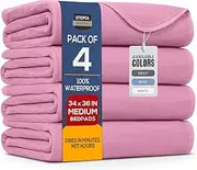 Utopia Bedding Quilted Waterproof Incontinence Pad/Underpad 34 x 36 inches (4-Pack,Pink)