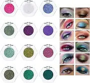 Shimmer Eyeshadow - 12X Glitter Eye Shadow | Long-lasting Shimmer Eye Makeup Shadow | Reflective Glitter Eyeshadow Single | Glitter Makeup Eye Shadow For Travel, Daily Travel, Parties, Picnics