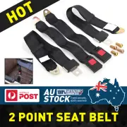 2pc Black 2 Point Seat Belt Lap Safety Seatbelt Set For Bus Truck Car Adjustable (for: NSU)