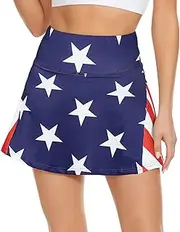 [American Trends] Womens 3PCS Boyshort Tribal Sporty Bikini Push Up Beachwear Bathing Suits Tankini Swimsuits For Women, American Flag, S