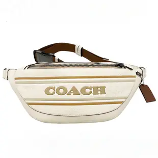 COACH 男款C LOGO胸前包/腰包/單肩斜背包(米白)