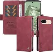 [Umlovecase] for Google Pixel 8a 5G Case,for Google Pixel 8a 5G Wallet Case,Pu Leather Folding Flip Cover Magnetic Card Slot Stand Protective Cover-Wine Red