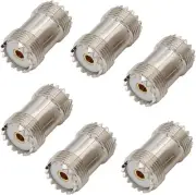 SO239 Barrel Connector, 6-Pack PL259 Coupler UHF Female to RF Silver