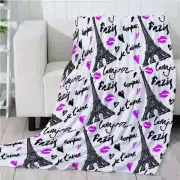 Tall Beautiful Eiffel Tower 3D Warm Plush Fleece Blanket Picnic Sofa Couch