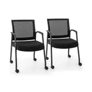 Costway 2PCS Mesh Office Armchair Waiting Room Guest Chair - Black