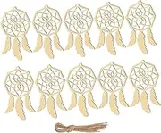 Luxshiny 20pcs Beige Dream Catcher Pendant Creative Wooden Wall Ornaments for Home Decor Unique Handmade Accessories for Living Room Porch and Party Decoration