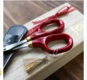 Fine Small Scissors Urushi Lacquer Coated Vermilion w/Leather Case Cohana