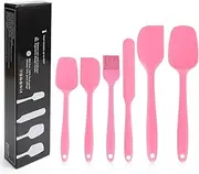 [WEZCHUGHAOL] Food Grade Silicone Spatulas Set of 6 Set for Baking Cooking and Mixing Kitchen Utensils Seamless One Piece Spatula with Stainless Steel Core, Nonstick Dishwasher Safe (Pink)