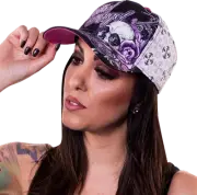 LETHAL THREAT Floral Skull Rose Hat - Black/White HT82071