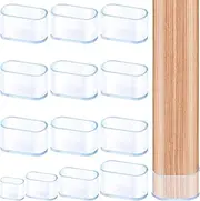 Glarks 10pcs 25 x 50mm Oval Chair Leg Caps, Clear PVC Furniture Pad Table Feet Covers, Oval Chair Leg Covers to Protect Wood Tile Floors Felt Pads Furniture Leg Caps Reduce Noise