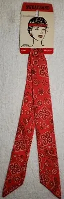 Vtg Orig NOS 1970s Sweatband Tennis Workout Red Headband Retro Flapper Tiger USA