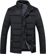 [JEShifangjiusu] Mens Full Zip Slim Fit Coats Cotton Keep Warm Pockets Jacket Classic Fleece Lined Long Sleeve Outerwear
